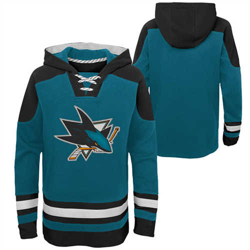 San Jose Sharks Blank Teal Ageless Must-Have Lace-Up Pullover Hoodie